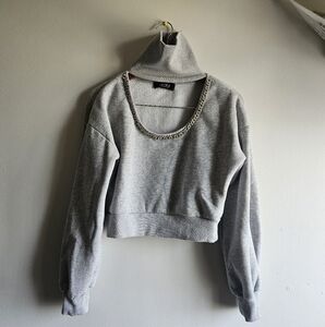 Grey Akira Open Crew Neck With Chain